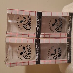 Set of 4 Holiday Cheer Wine Glasses